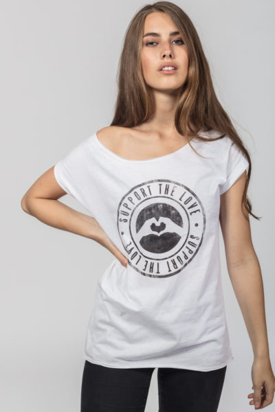 Women Artistic T-Shirt Stamped Logo White 3