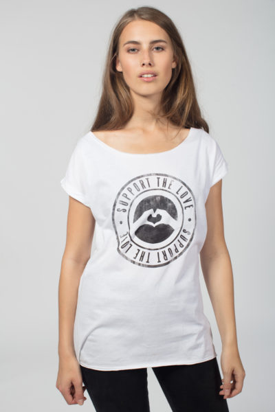 Women Artistic T-Shirt Stamped Logo White 1