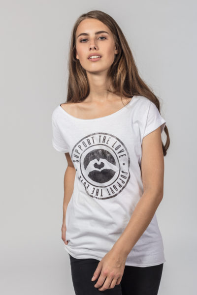Women Artistic T-Shirt Stamped Logo White 2